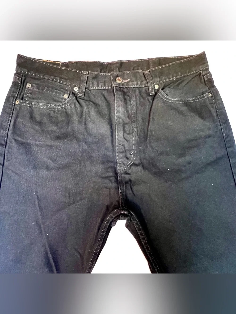 Levi's 505 Men's Black Jeans 38x30 Regular Fit Straight Denim 2 Horse Patch VTG